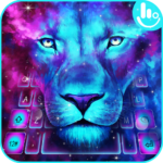 Galaxy Blue Eyes Lion Keyboard Theme